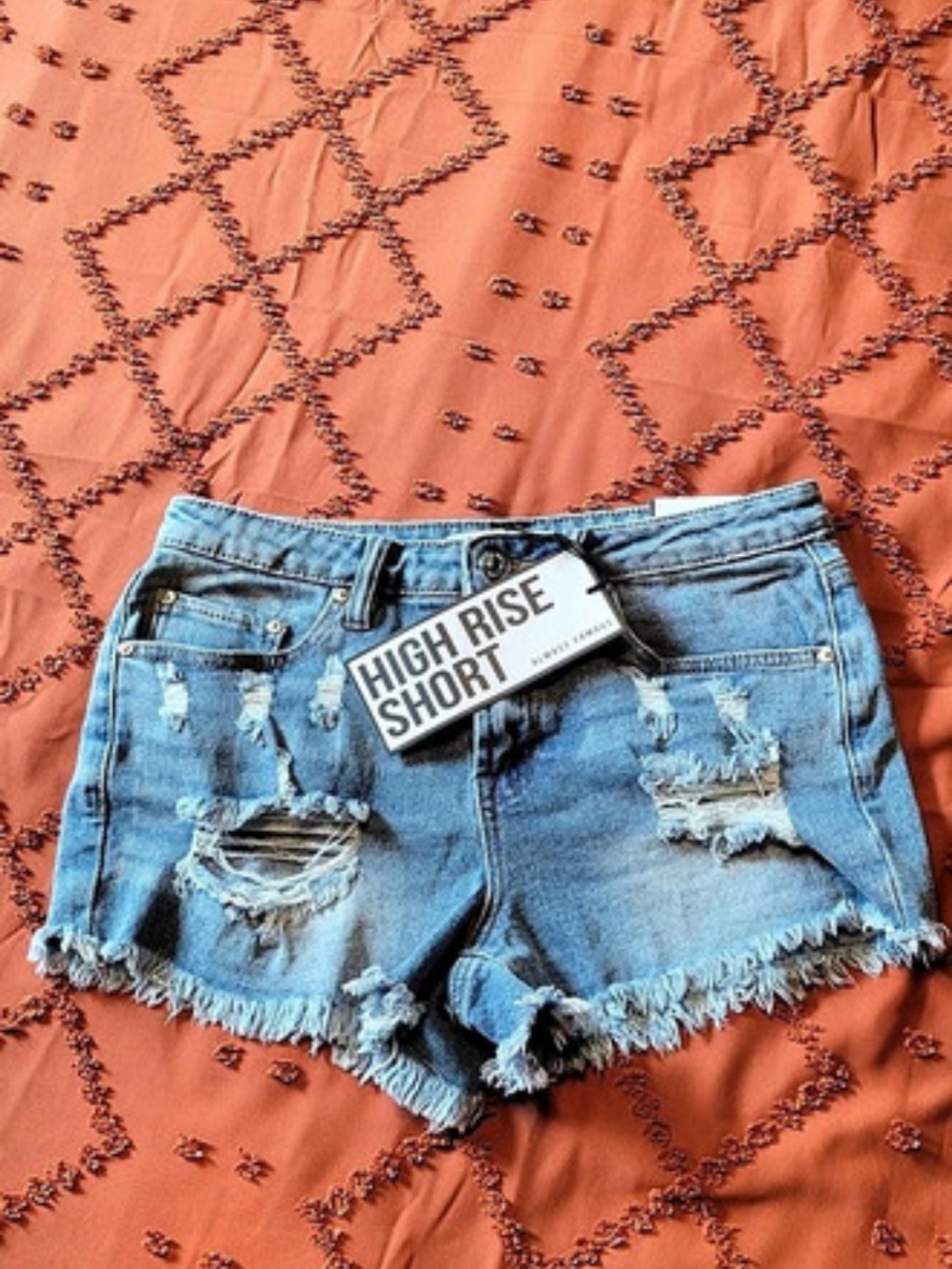 Almost Famous High Rise Short Distressed Denim Jean Shorts Size 7
